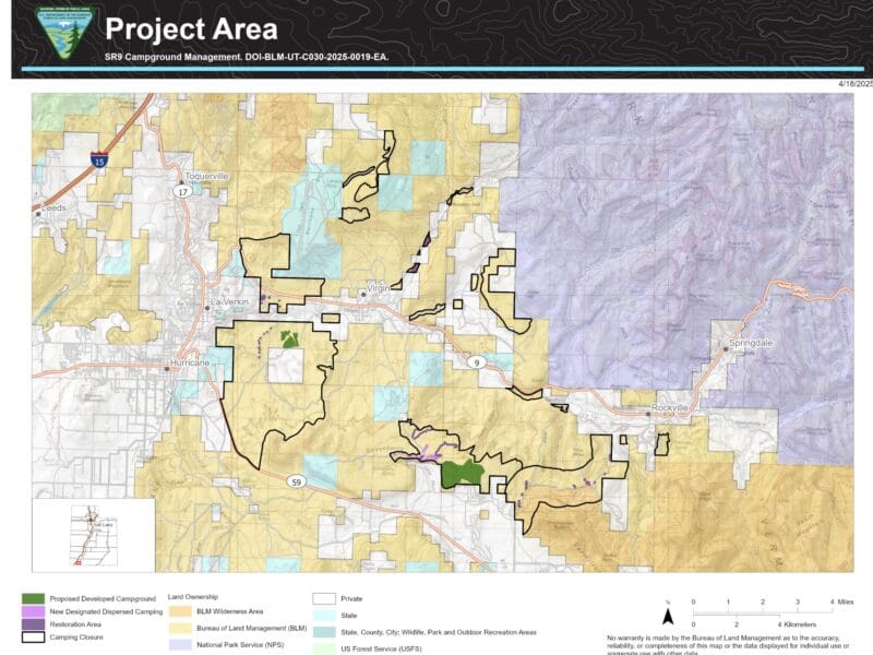 BLM proposed campsites near Zion National Park