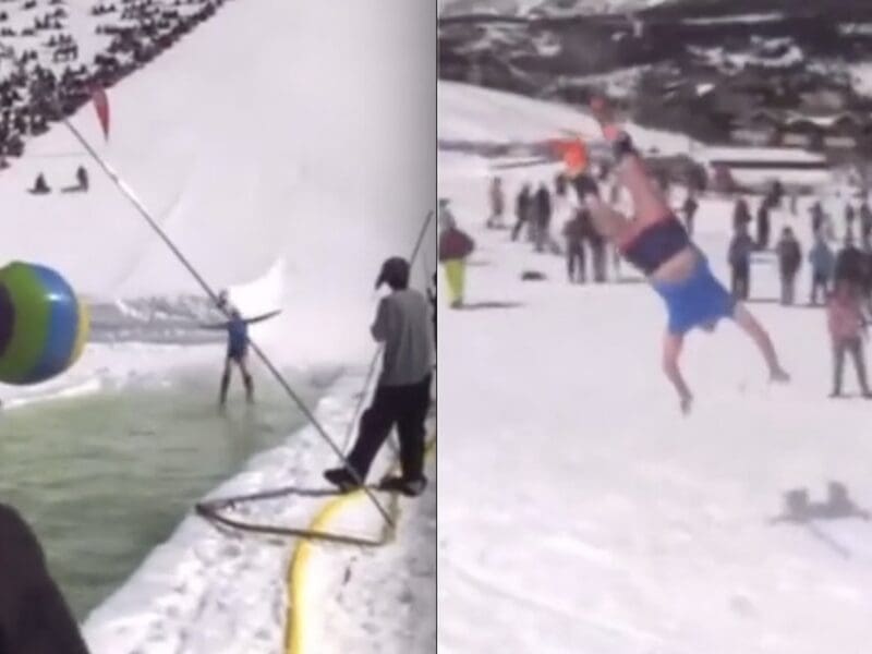 Truly epic pond skim crash @ Big Sky