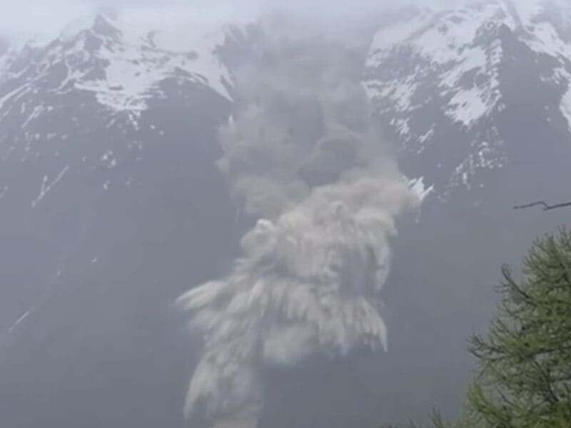 Glacier collapse caught on camera in Switzerland.