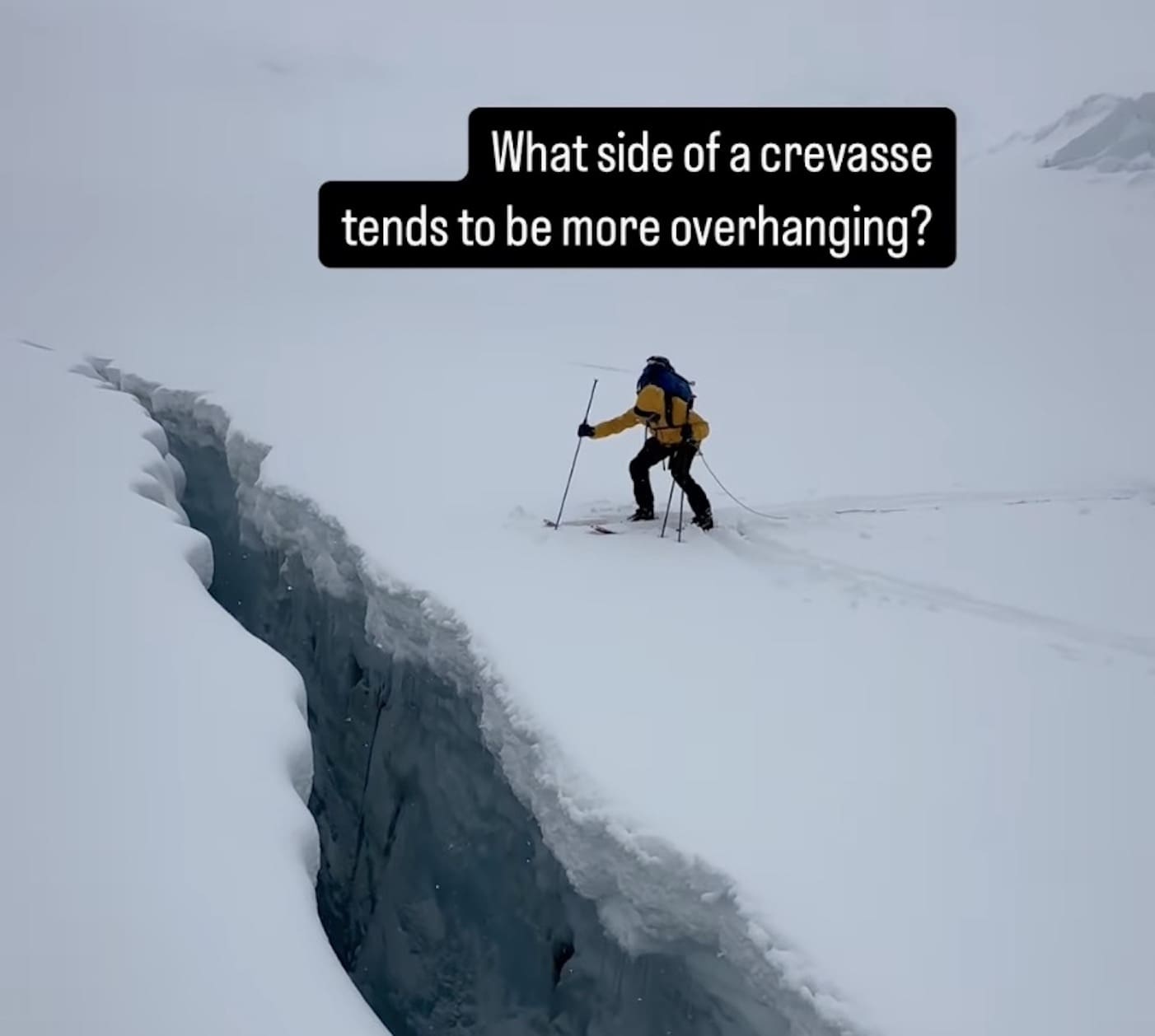 Backcountry Guide Demonstrates The Dangers of Operating Close To Crevasses
