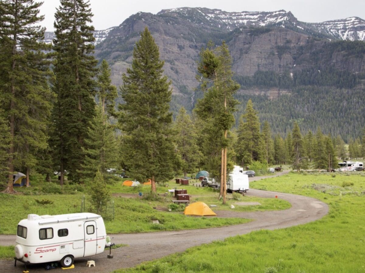 Camping in Yellowstone National Park.