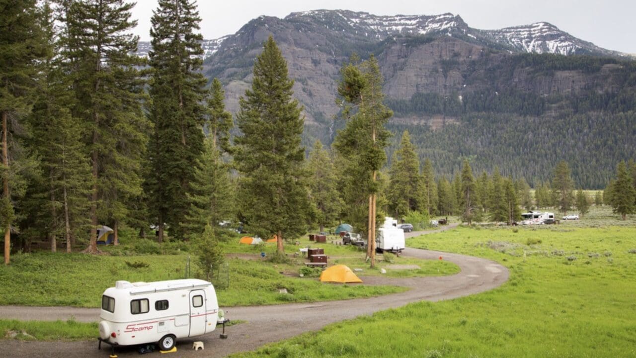 Camping in Yellowstone National Park.