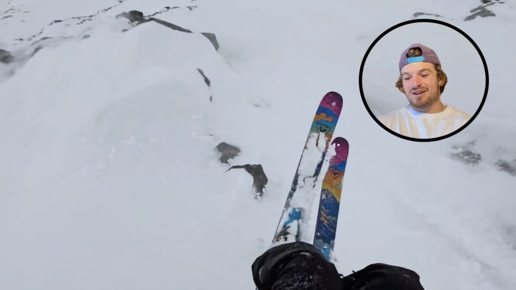 Marcus Goguen reacts to his scariest Freeride World Tour run.