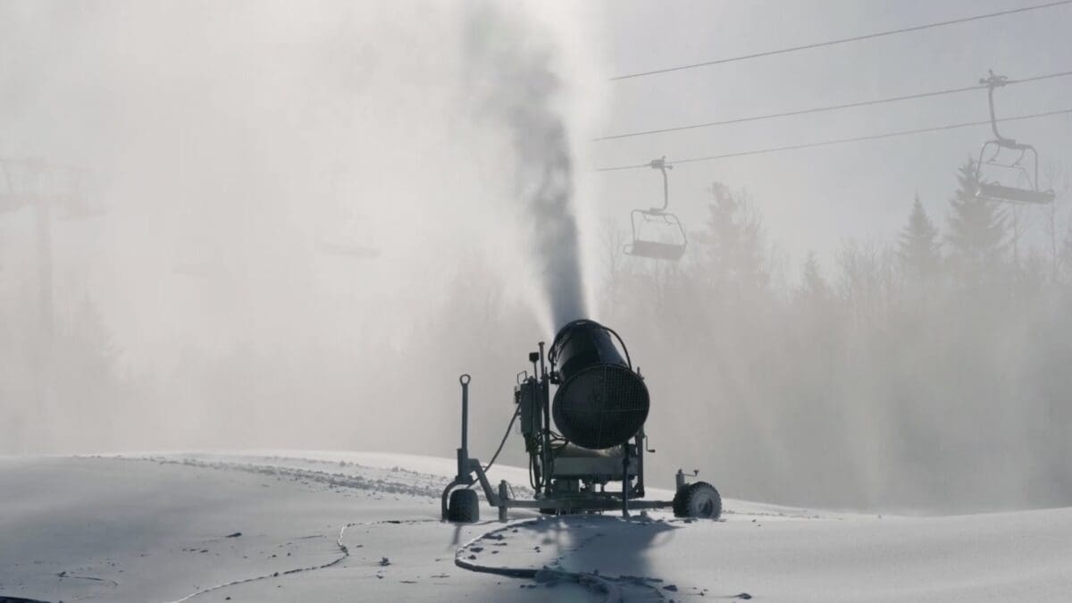Snowmaking at Saddleback Mountain.