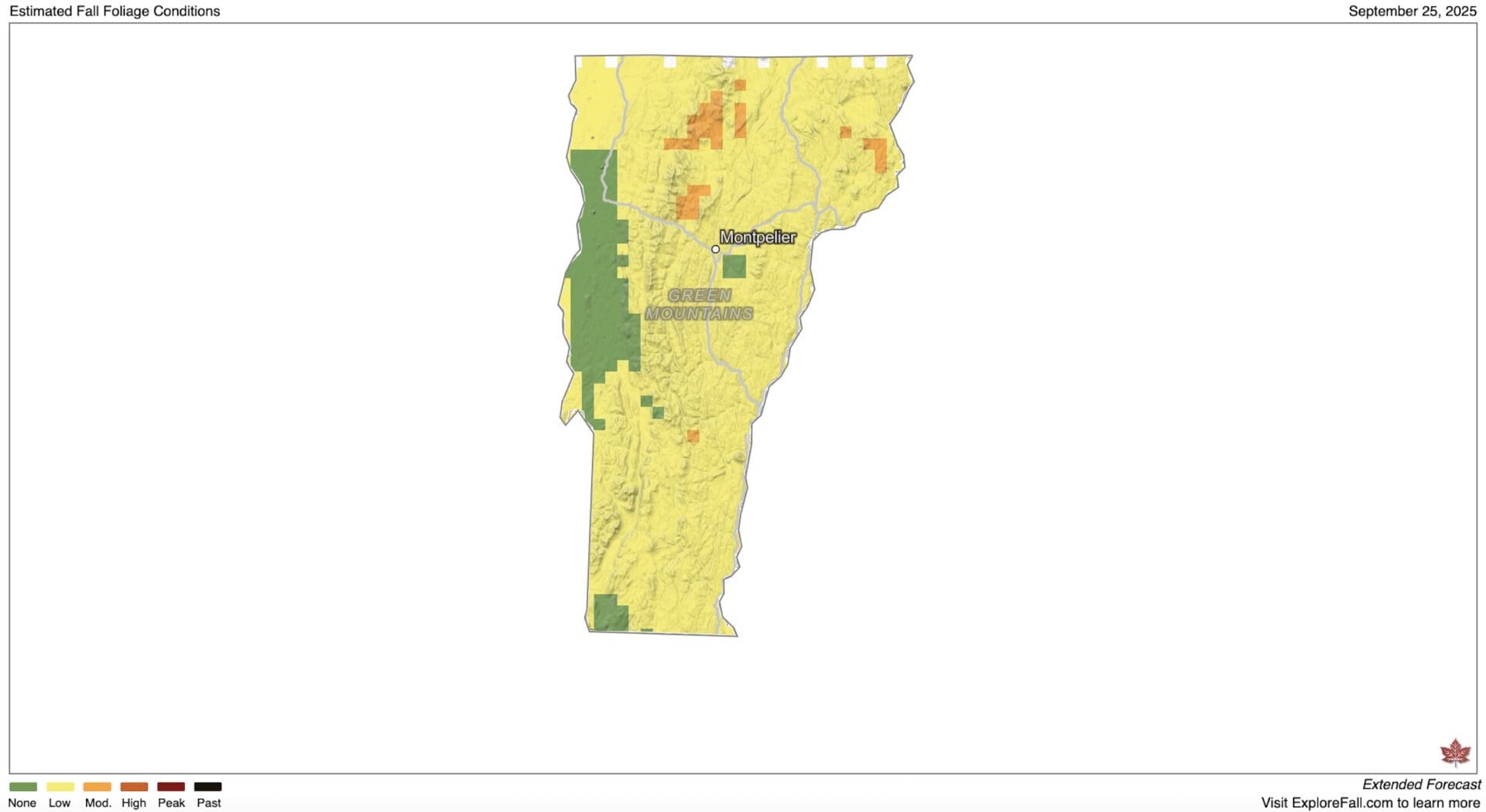 Vermont fall foliage forecast 9/25.