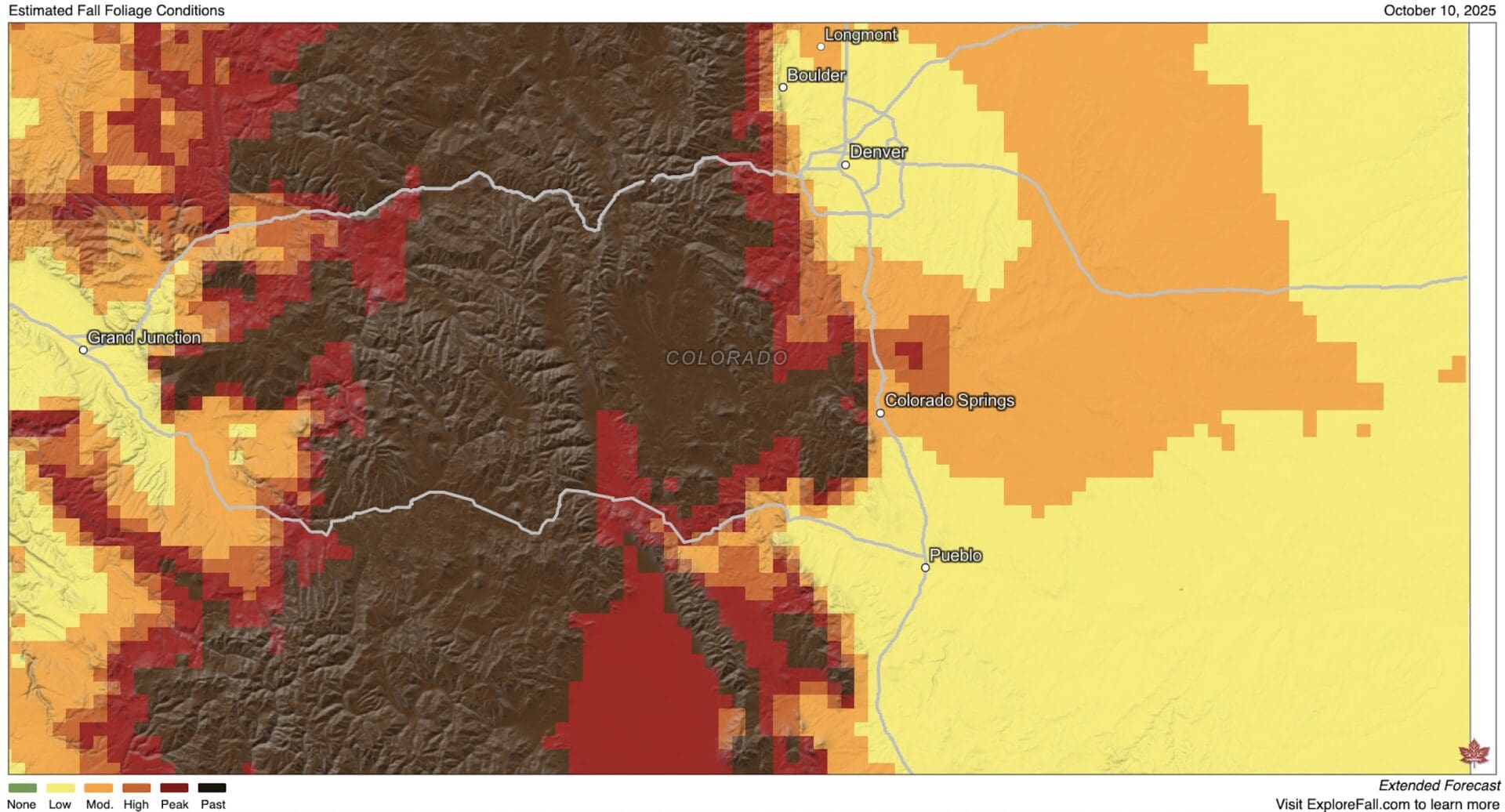 Colorado fall foliage forecast 10/10/25.