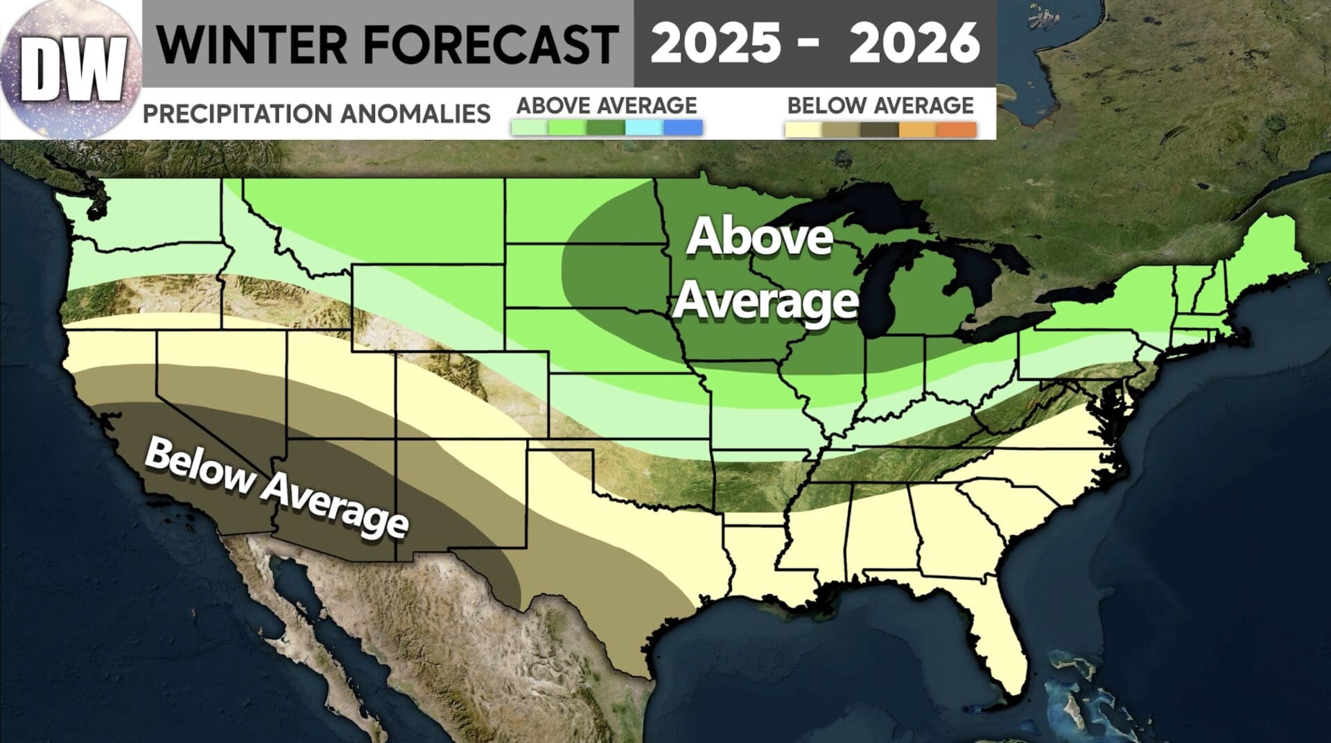Seasonal precipitation outlook for winter 2025-2026.
