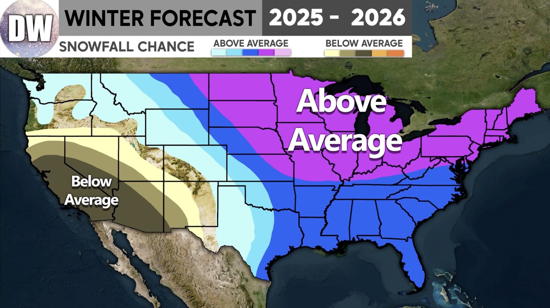 Direct Weather’s snowfall chance outlook for 2025-2026.