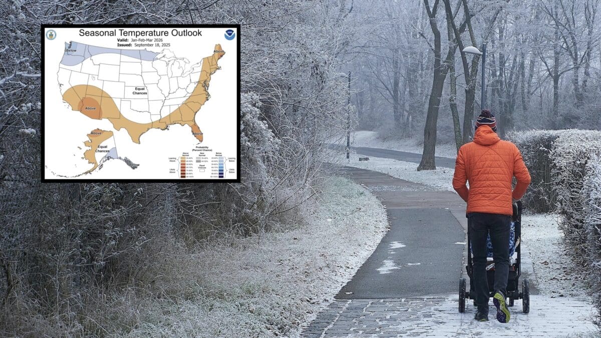 NOAA's seasonal temperature outlook for winter 2025 - 2026.