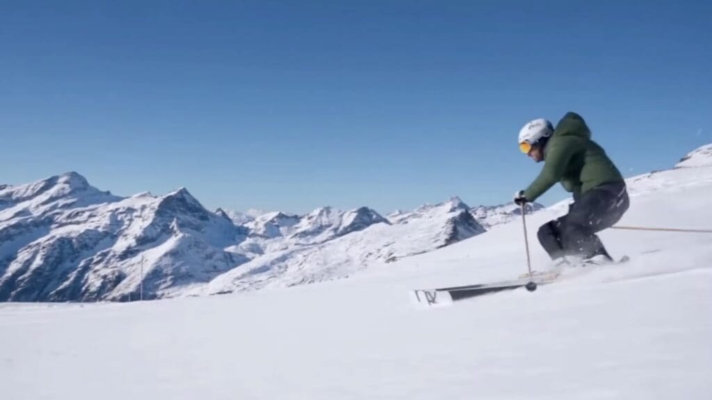 Skiing one of the longest runs in the world.