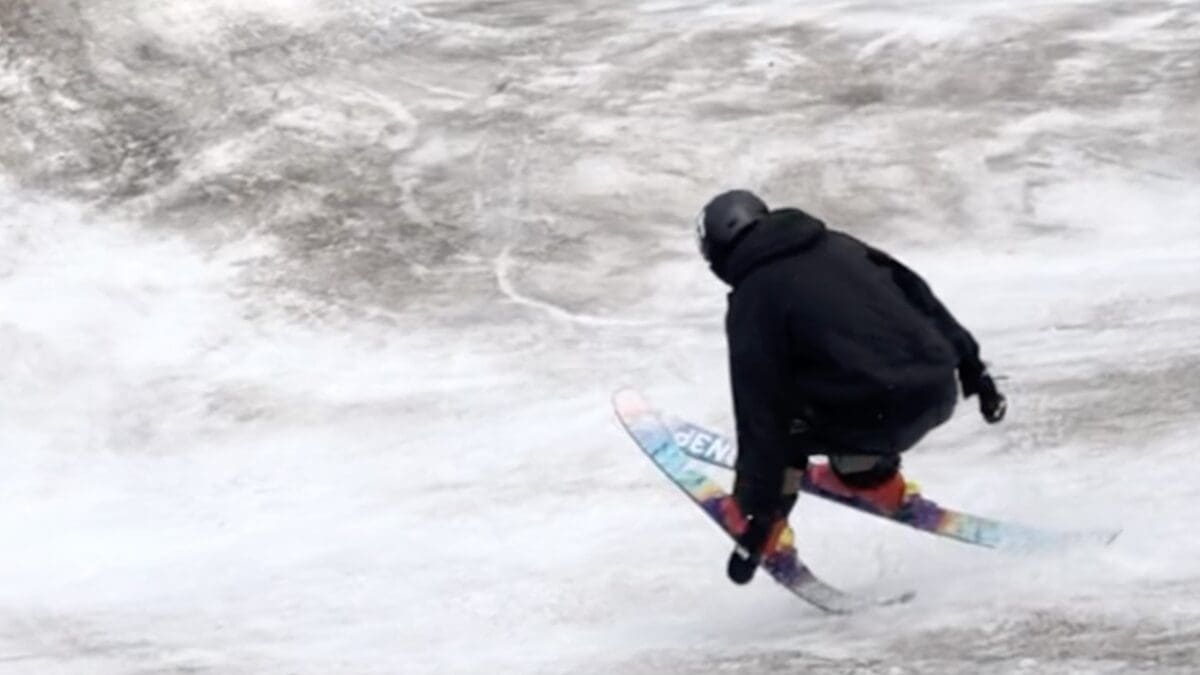 How not to land a jump on skis.