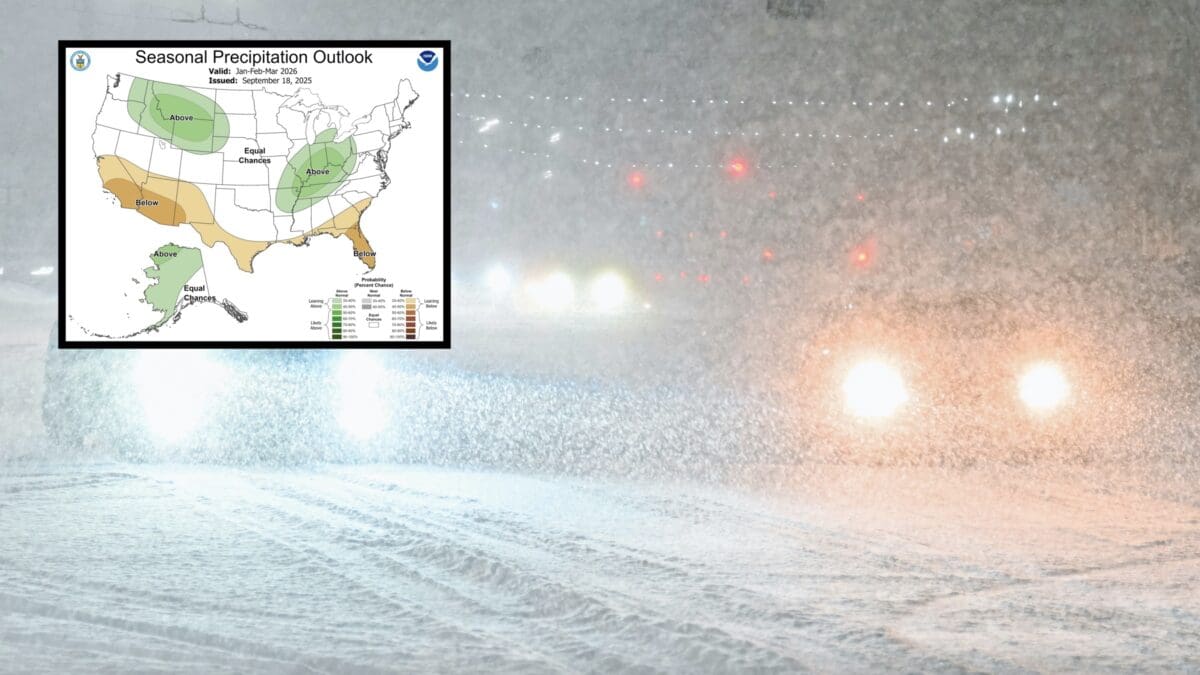 NOAA’s seasonal precipitation outlook for winter 2025/26.