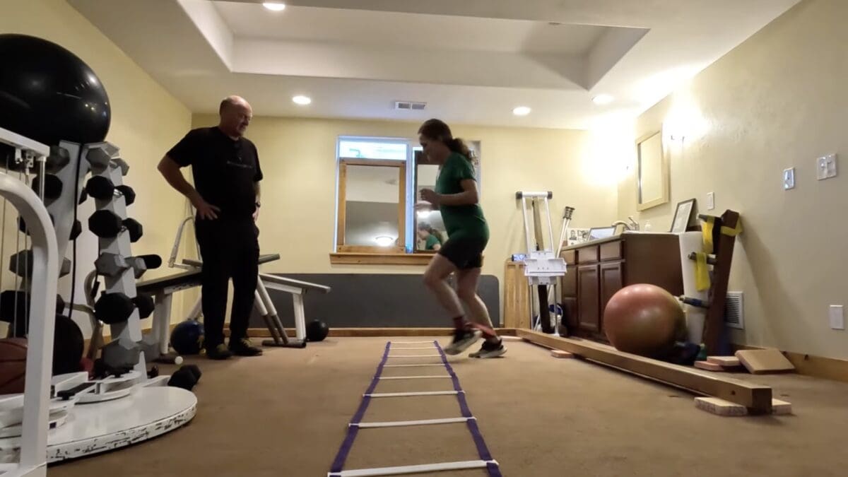Sarah Schleper preseason ski workout.