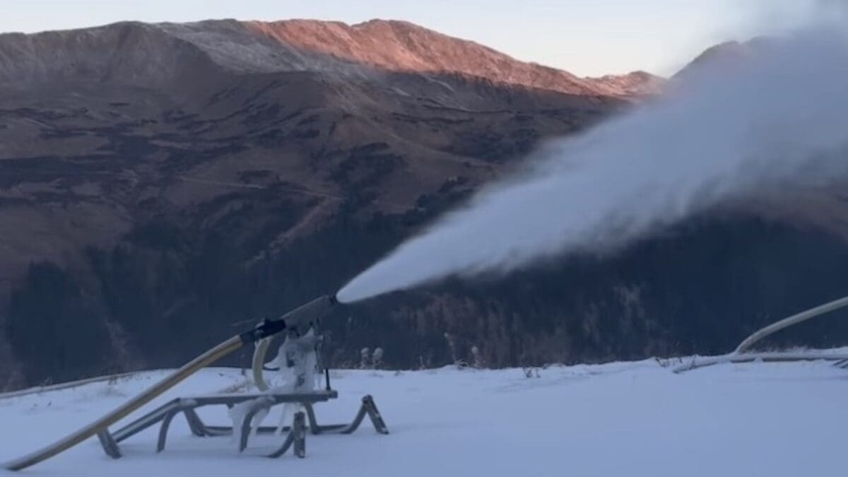 Snowmaking at Loveland Ski Area in Colorado.