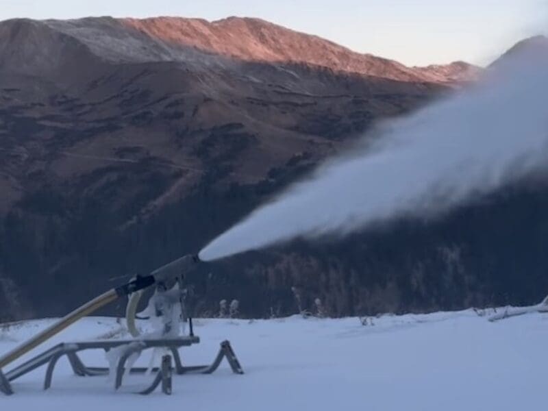 Snowmaking at Loveland Ski Area in Colorado.