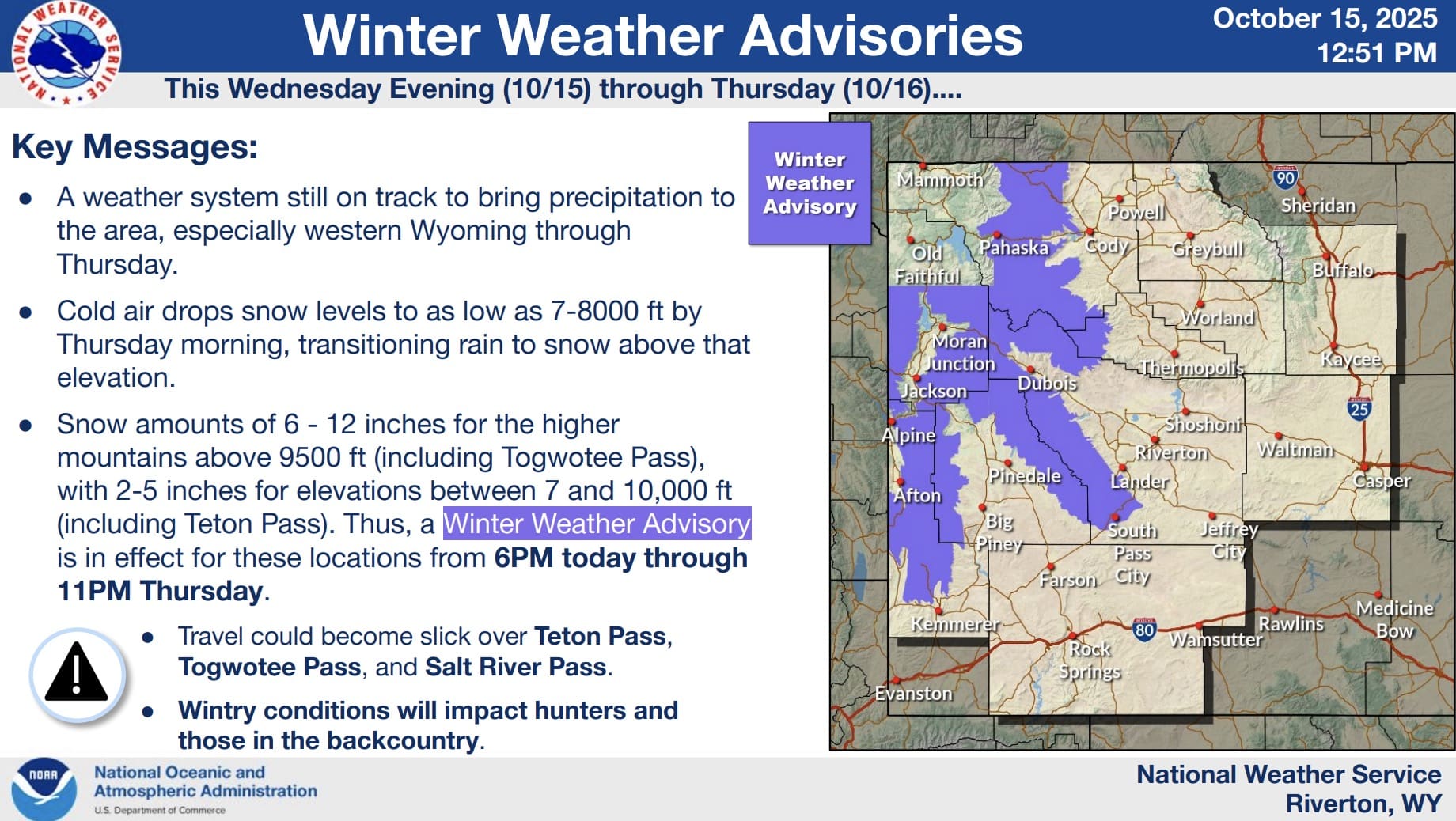 Wyoming Winter Weather Advisories.
