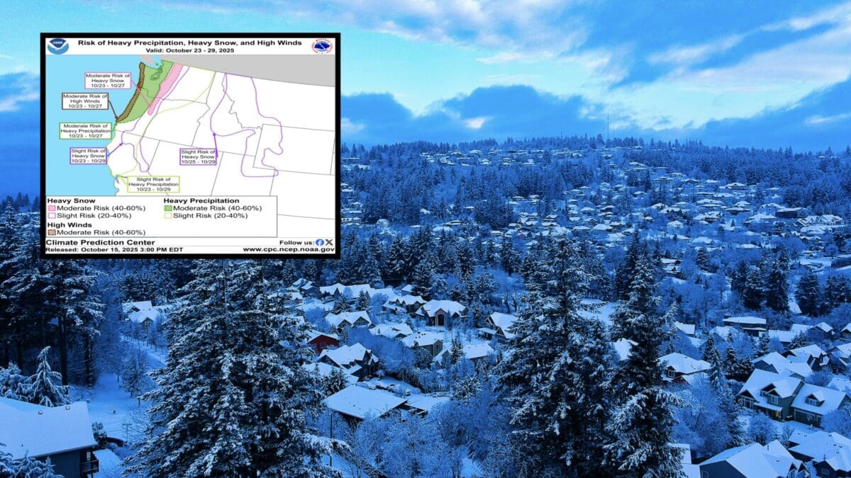 Snow in the Pacific Northwest.