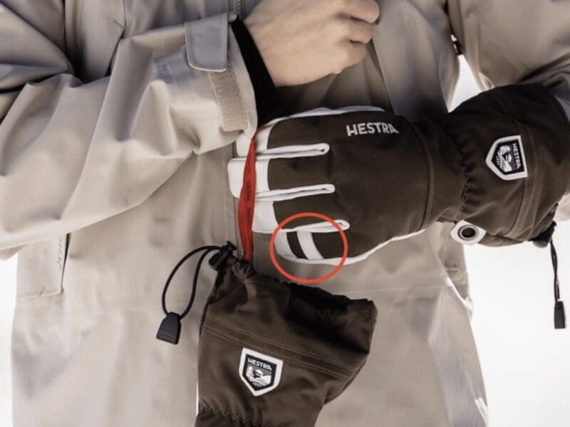 Ski glove finger loop.