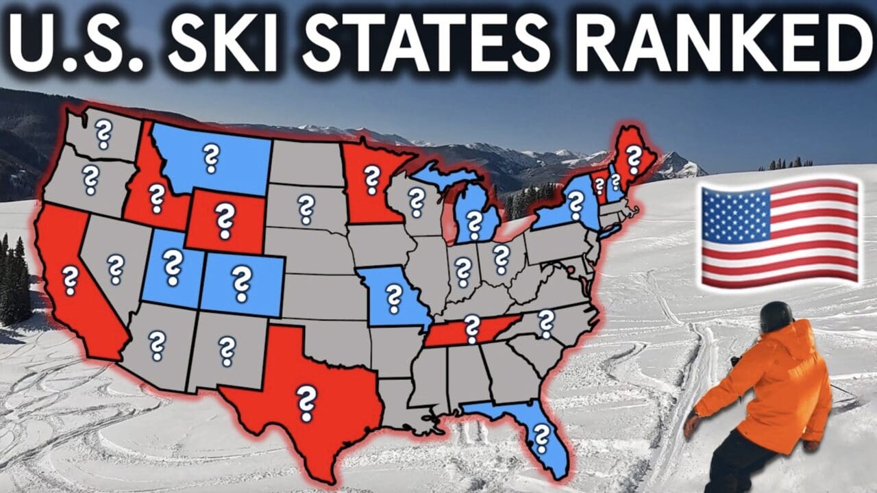 Top 15 U.S. ski states ranked.