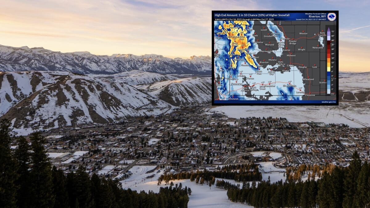 Wyoming snowfall forecast for October 24th-October 27th, 2025.