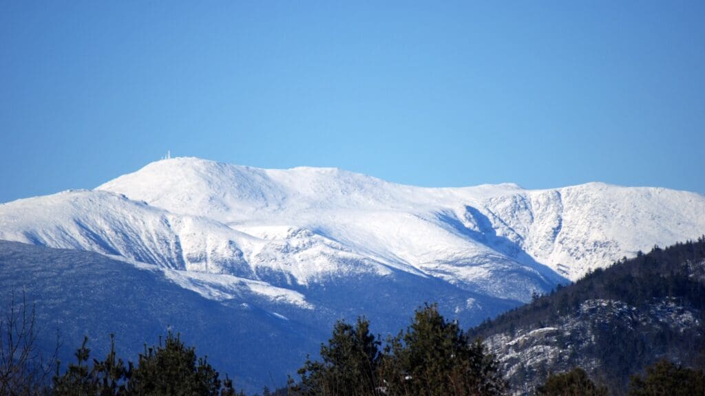 Mount Washington covered in snow.