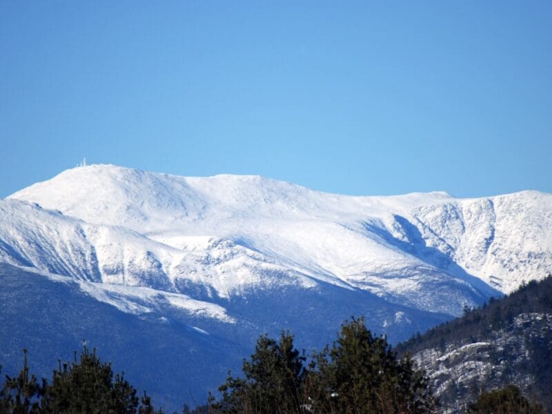 Mount Washington covered in snow.