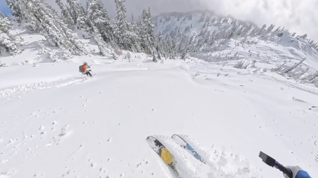 British Columbia powder skiing in October.