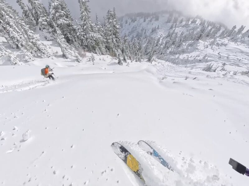 British Columbia powder skiing in October.