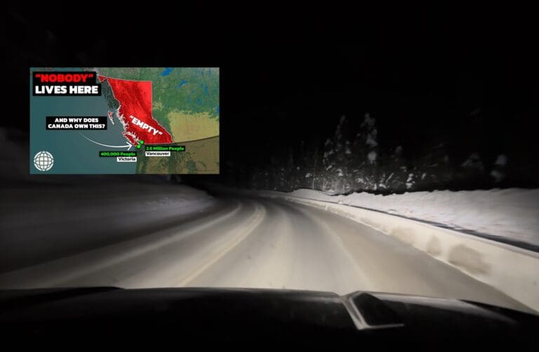 driving down a dark road in BC