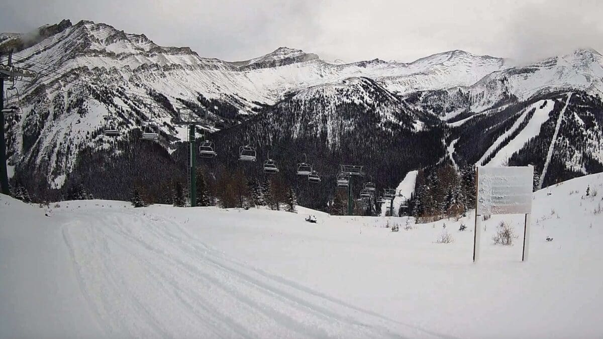 View of Lake Louise Ski Area, opening on Tuesday, November 4th.