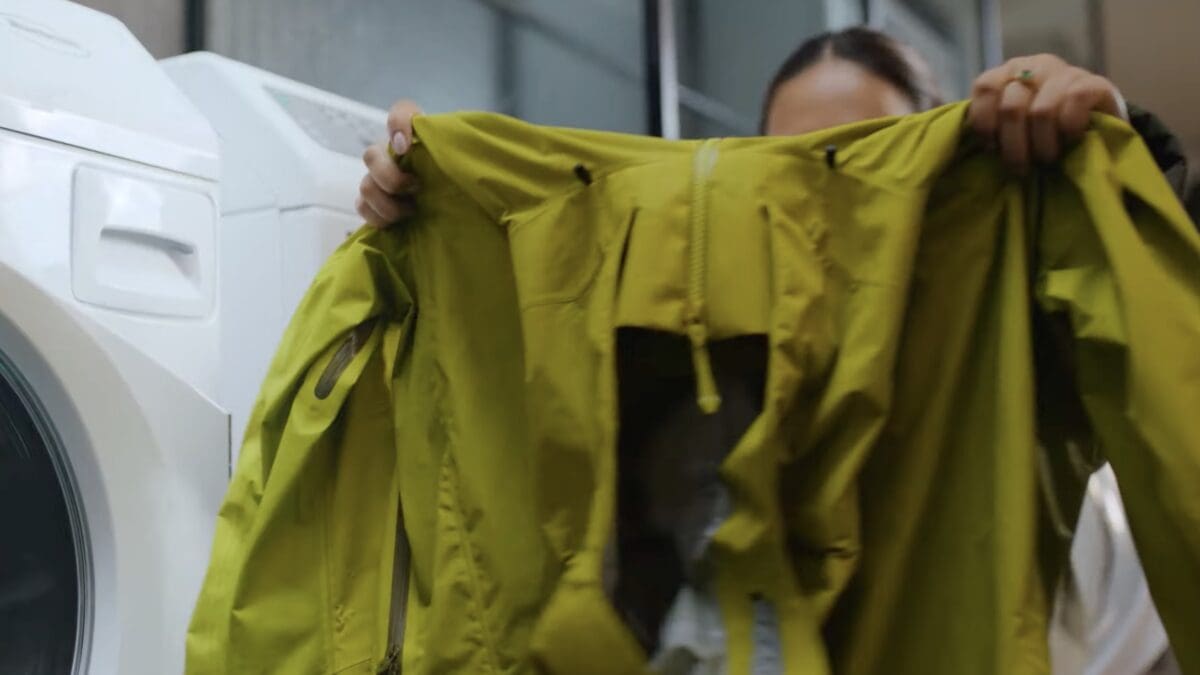 Washing technical ski gear.