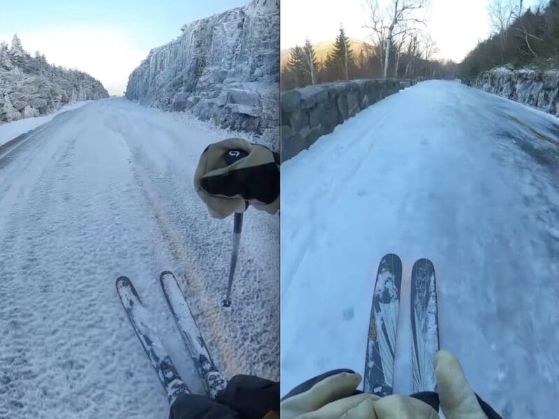 Early season Adirondack ice road skiing