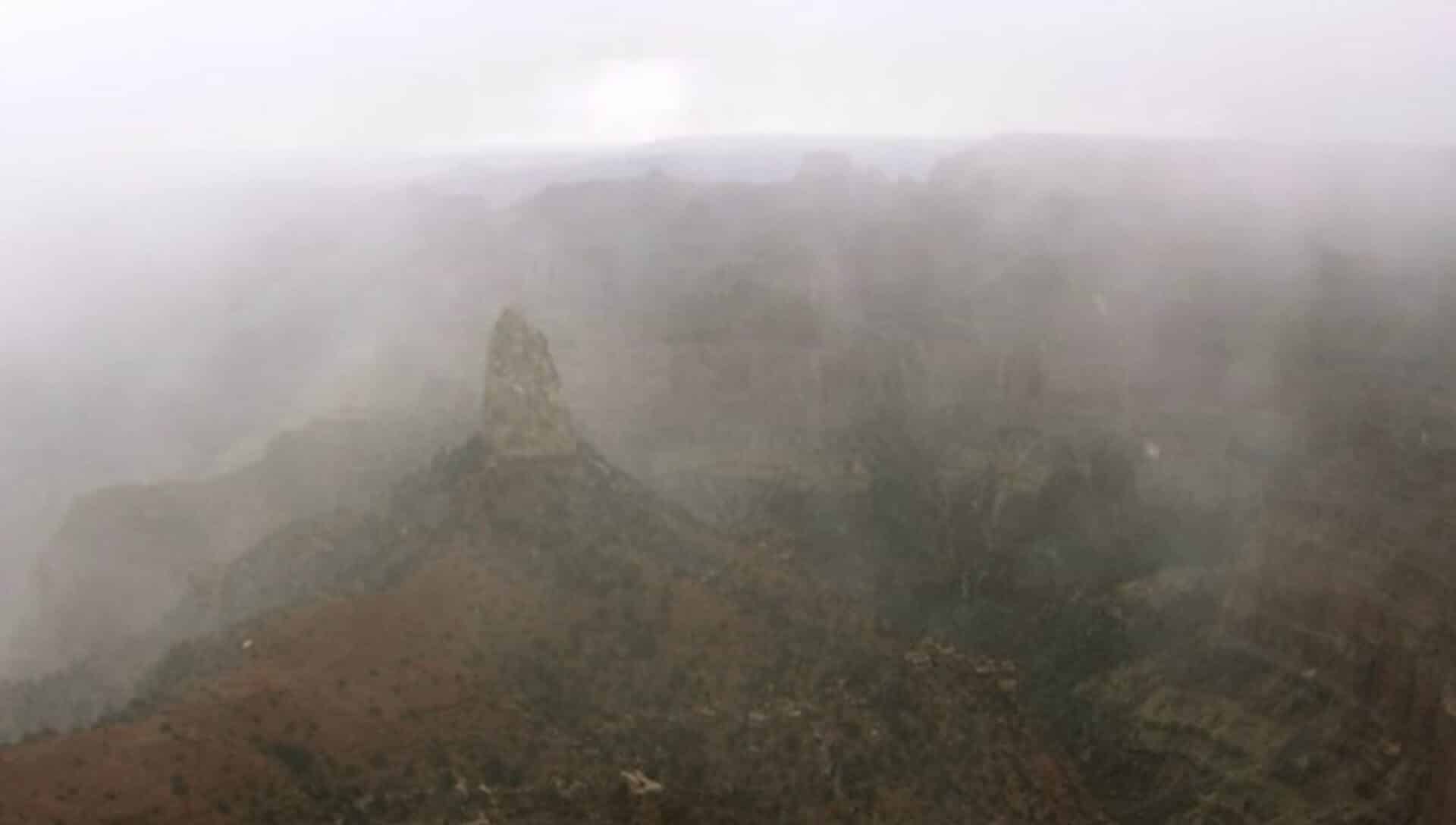 The North Rim of the Grand Canyon during a snowstorm.