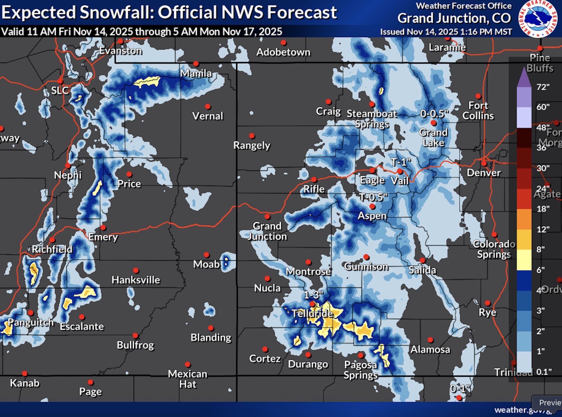 Expected Snowfall Forecast.