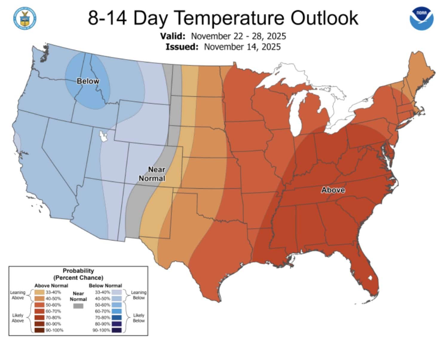 NOAA 8-14 Day Temperature Outlook.