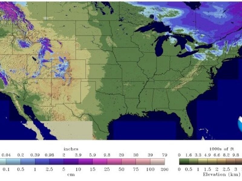 weather map showing snowfall