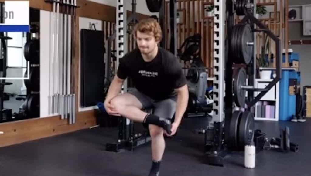 Marcus Goguen's warmup stretches.