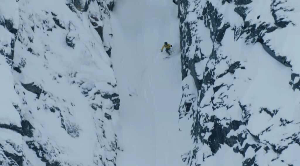 Skiing the Axe Gash Couloir in Norway.