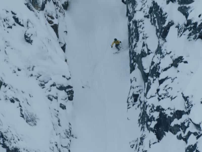 Skiing the Axe Gash Couloir in Norway.