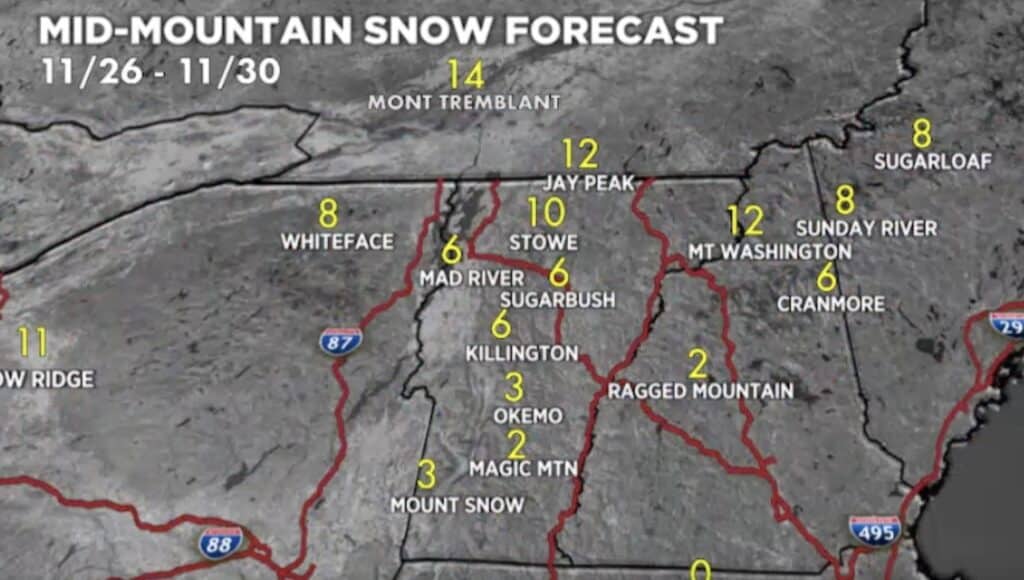 12 inches of snow possible in New England.