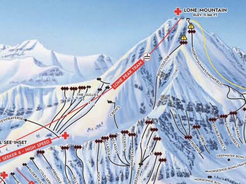 Trail Map showing Big Sky's Big Couloir