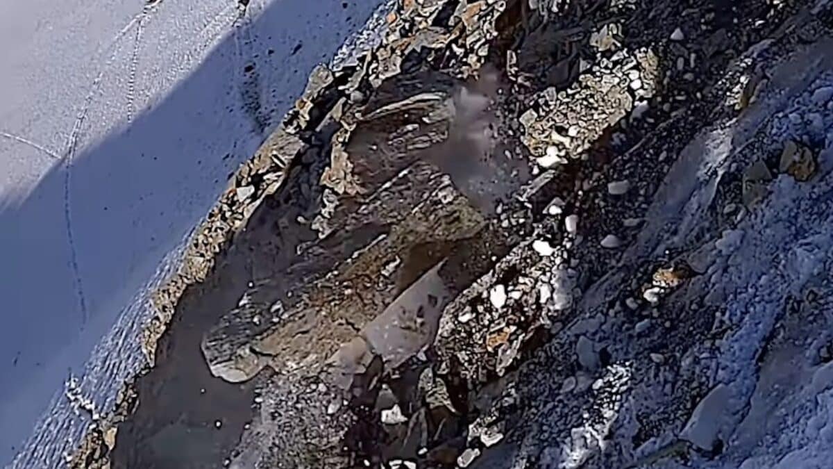 Rockfall in the Italian Alps.