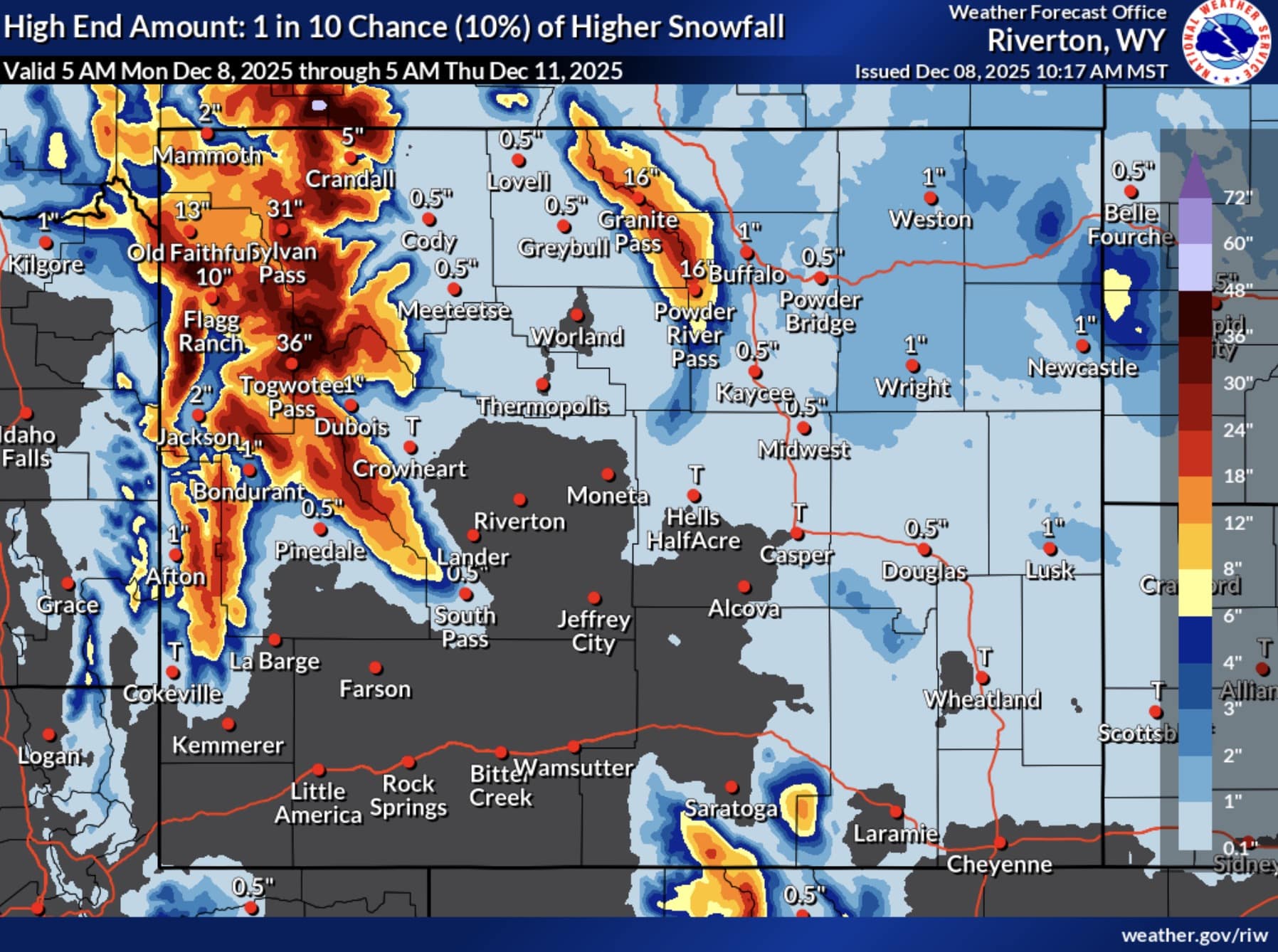 High End Snowfall Amount.
