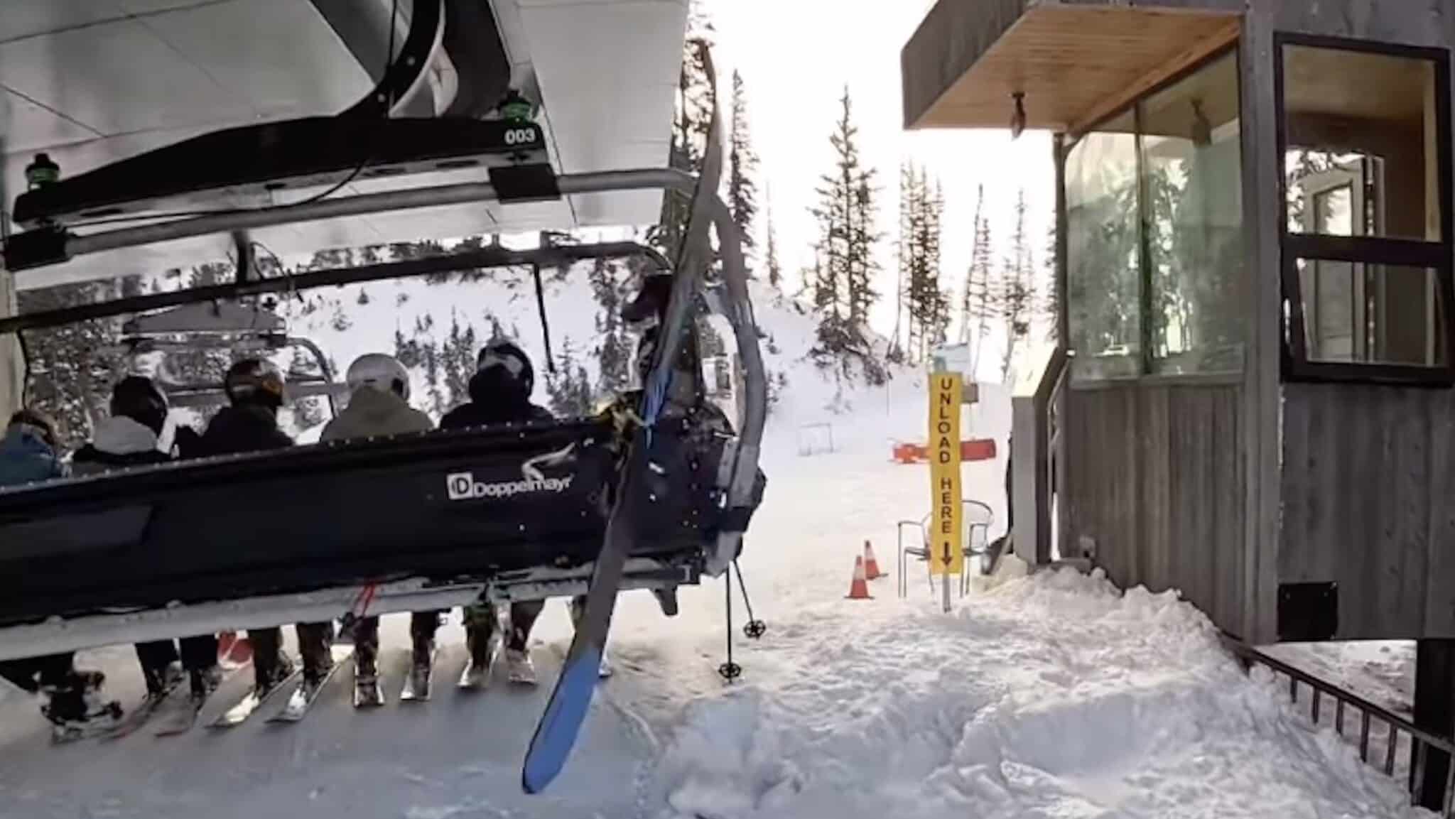 Funny Incident Serves As A Reminder To Keep Your Tips Up When Unloading The Ski Lift