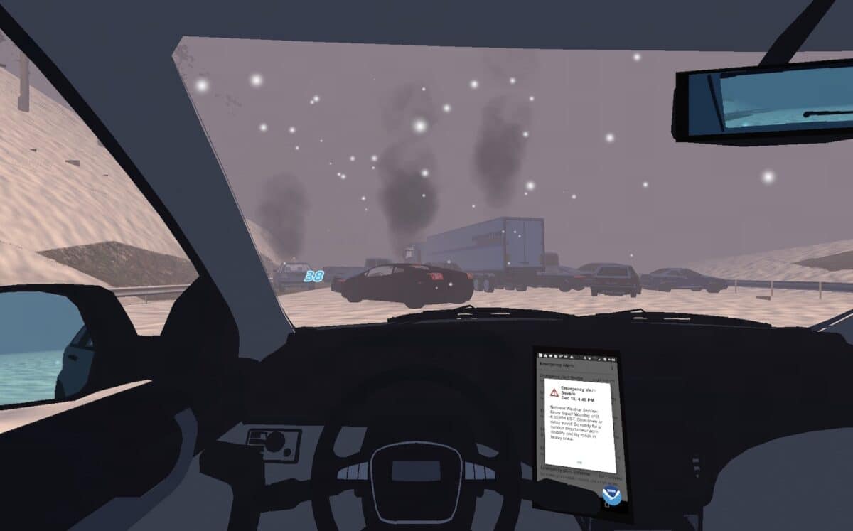 Snow squall driving sim