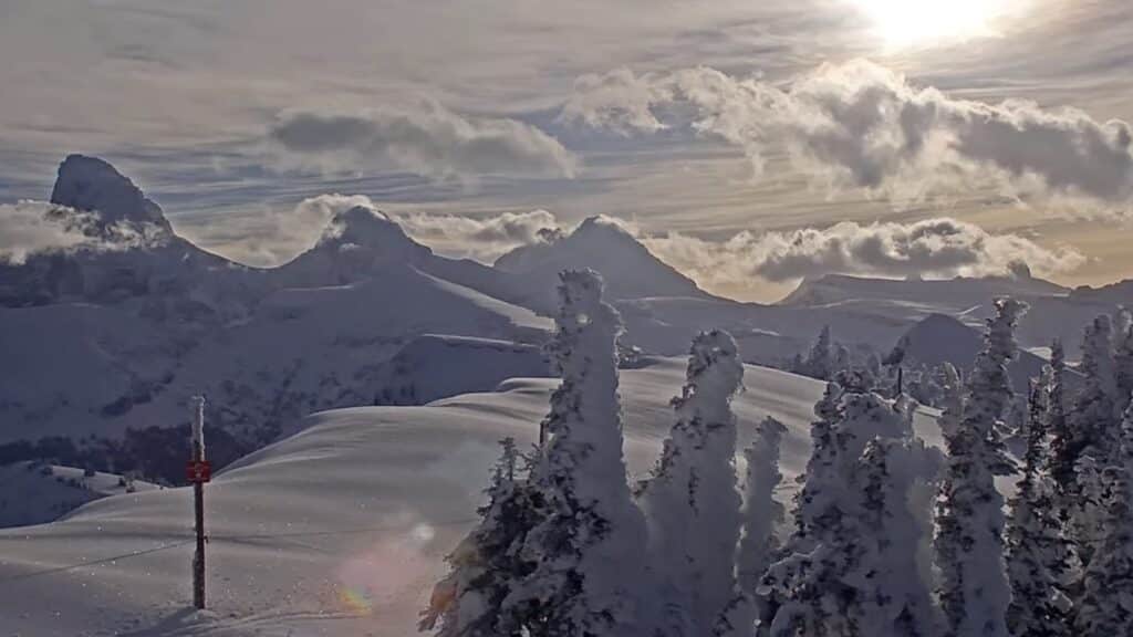 Grand Targhee Resort Summit, where 92 inches of snow have fallen this season.