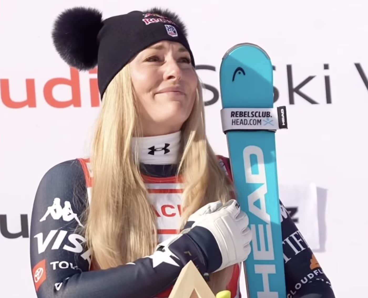 Lindsey Vonn Celebrates Her First World Cup Victory in Nearly 8 Years