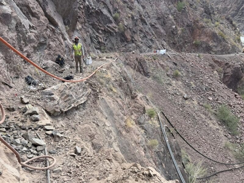 50-foot section of the River Trail that collapsed in the Grand Canyon in August 2025.