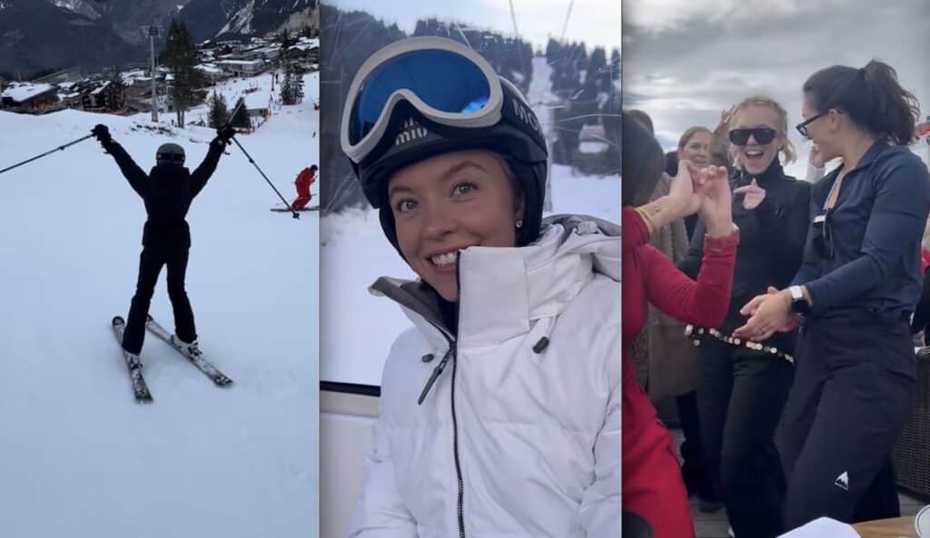 Sydney Sweeney skis Europe