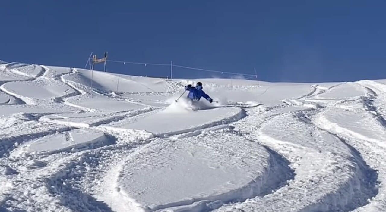 Powder skiing at Arapahoe Basin after 9 inches of snowfall.